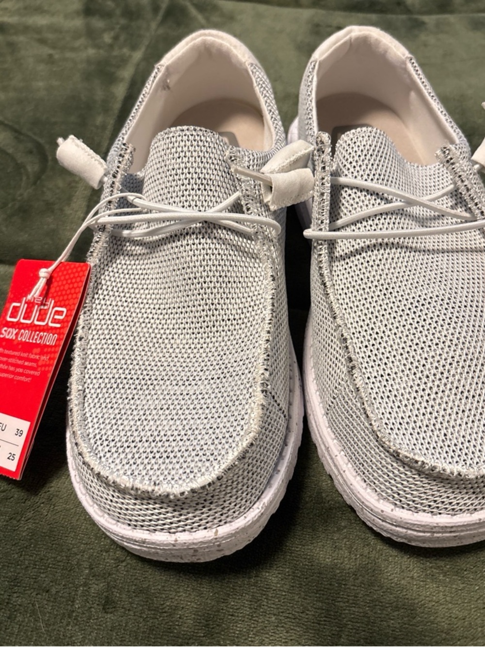 Hey Dude Men’s Light Gray Knit Slip-On Loafers
